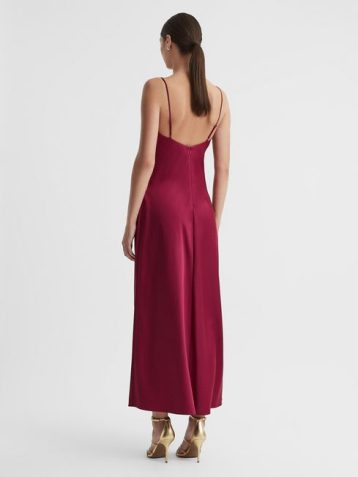 Reiss Esme Significant Other Cowl Neck Satin Maxi Dress Red