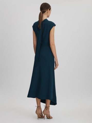 Reiss Jessa Ruched Midi Dress Teal