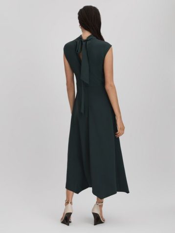 Reiss Libby Fitted Asymmetric Midi Dress Green