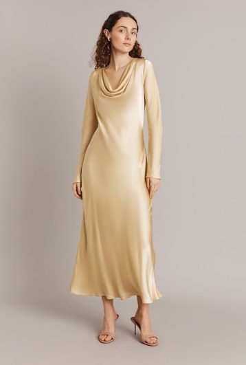 Ghost Emily Satin Maxi Dress Yellow