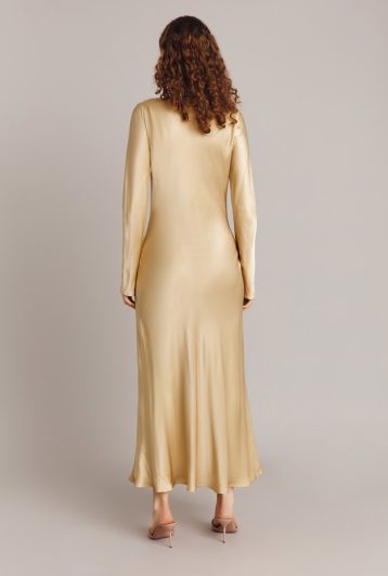 Ghost Emily Satin Maxi Dress Yellow