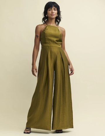 Nobody's Child Olive Green Halter Neck Tess Jumpsuit