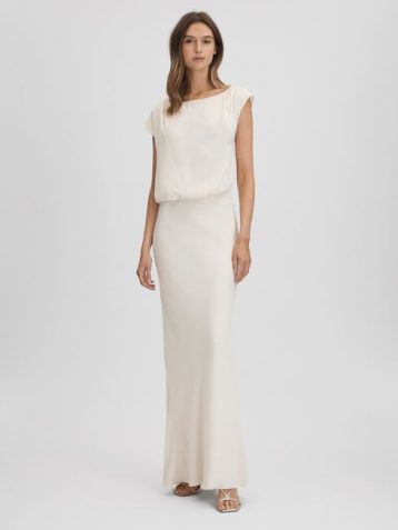 Reiss Rupa Draped Maxi Dress Ivory