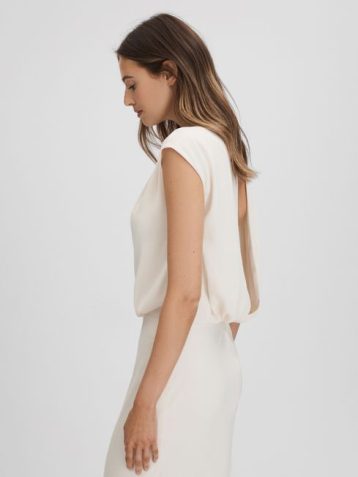 Reiss Rupa Draped Maxi Dress Ivory