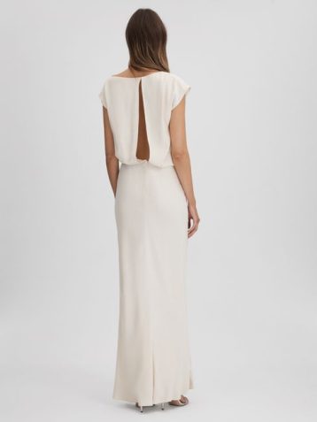 Reiss Rupa Draped Maxi Dress Ivory