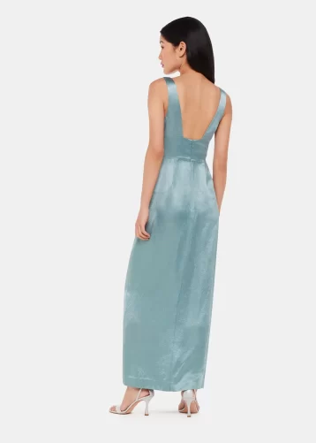 Whistles Charlotte Satin Maxi Bridesmaid Dress Sage Green