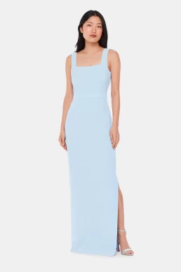 Whistles Mila Square Neck Maxi Dress Pale Blue