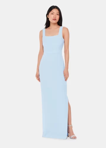 Whistles Mila Square Neck Maxi Dress Pale Blue