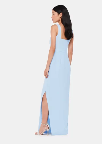 Whistles Mila Square Neck Maxi Dress Pale Blue