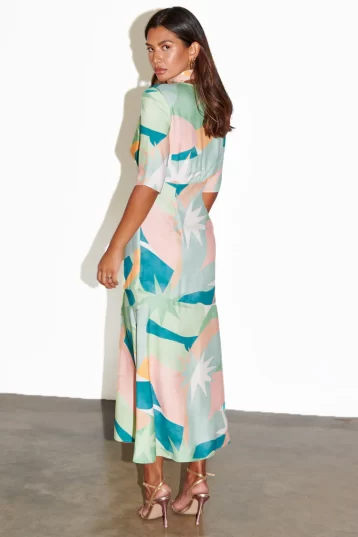 Never Fully Dressed Sage Lyra Poppy Midi Dress Green Multi