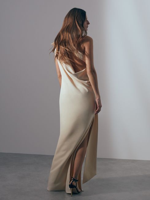 Reiss Beatrice Atelier One Shoulder Drape Back Maxi Dress