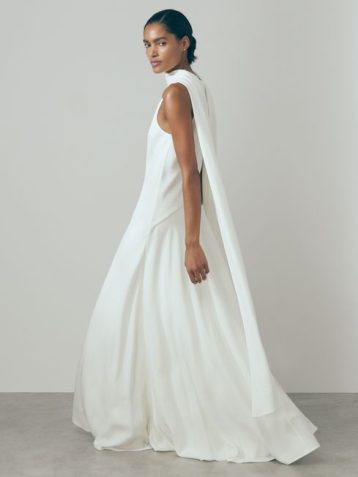 Reiss Keira Atelier Cape Maxi Wedding Dress Ivory