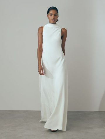 Reiss Keira Atelier Cape Maxi Wedding Dress Ivory