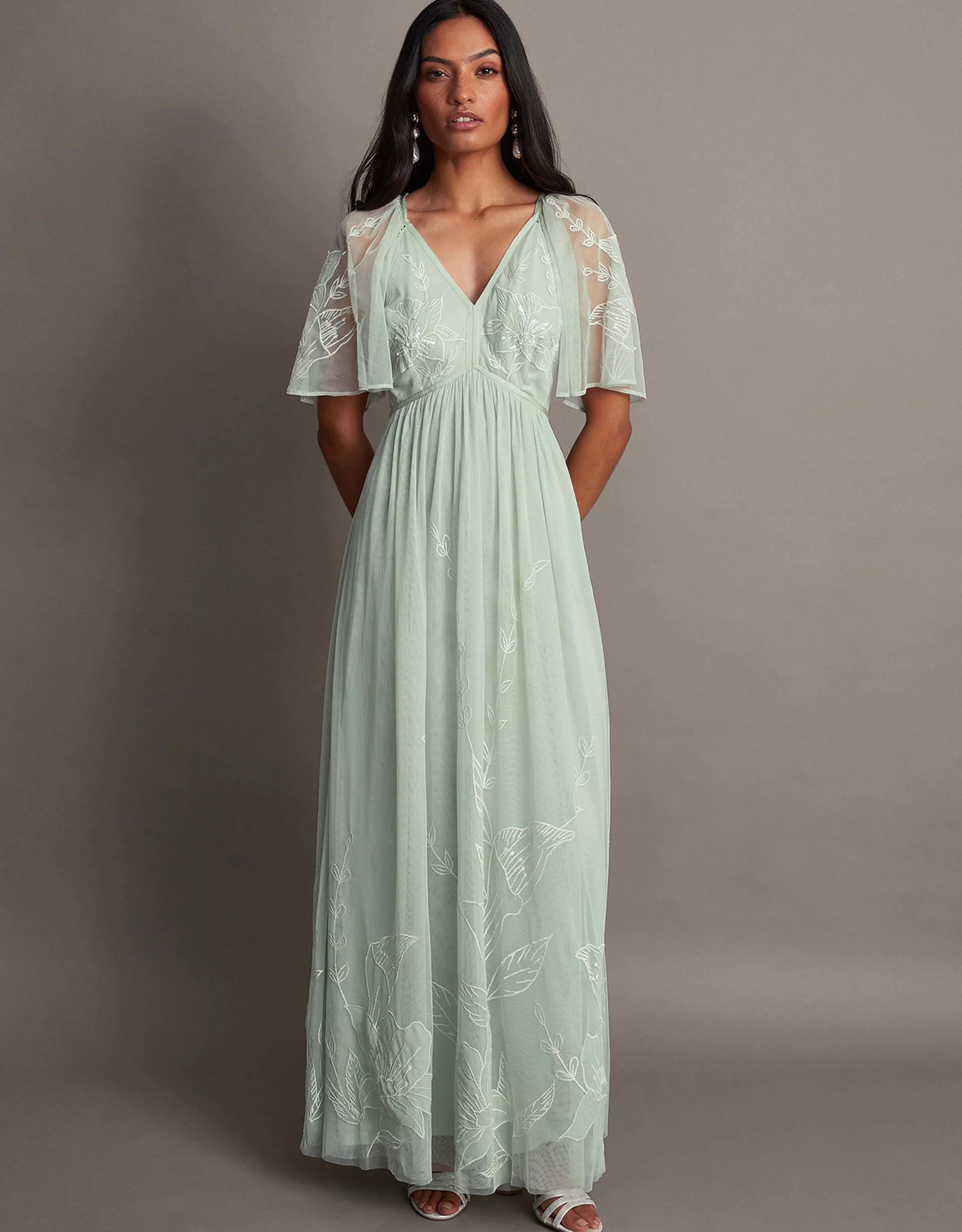 Kacia embroidered maxi dress green