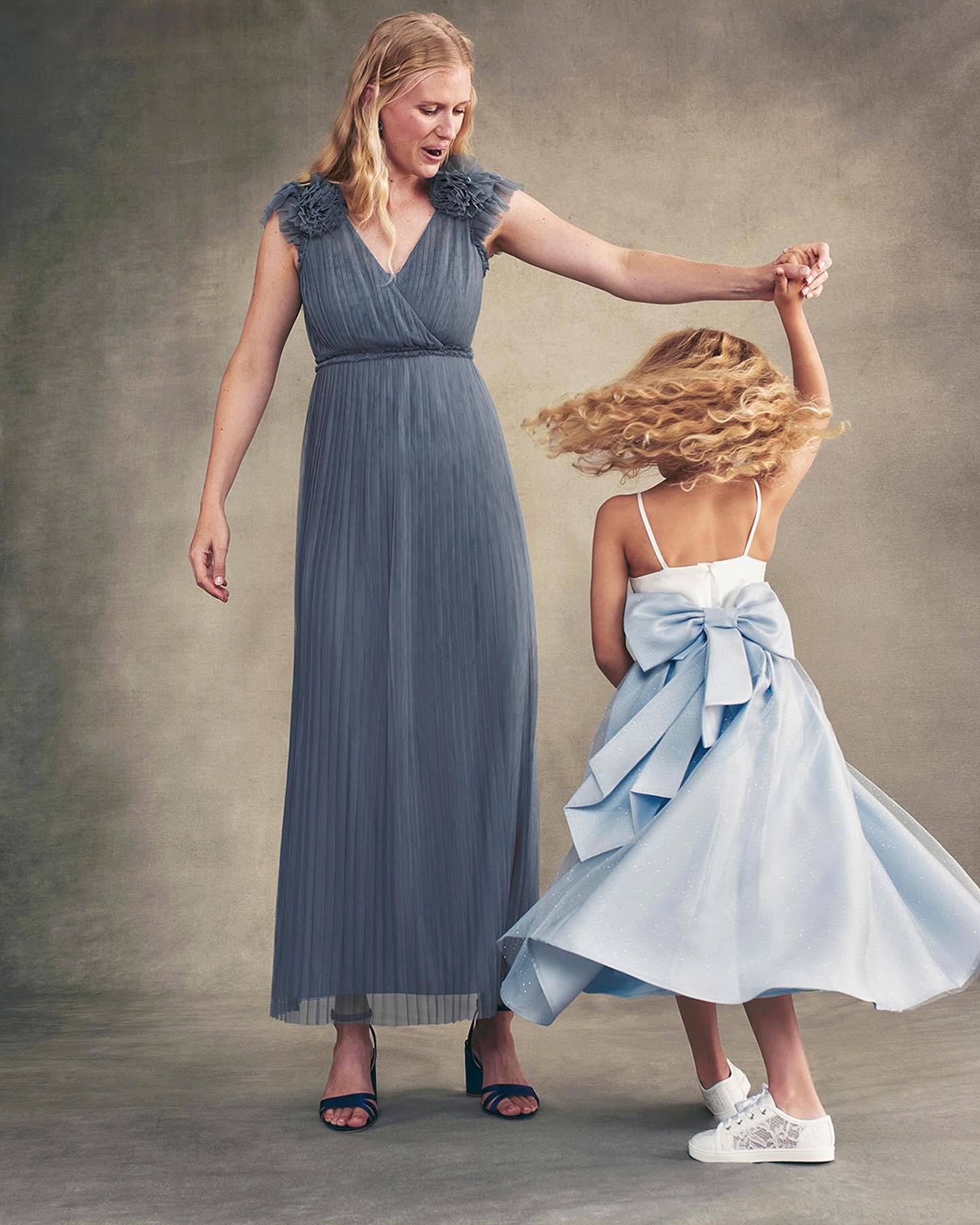 Wendy pleated maxi dress blue