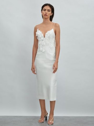 Reiss Isla Column Acler Ruffle Midi Dress Ivory