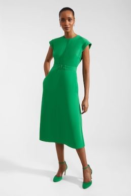 Hobbs Meera Belted Dress Green