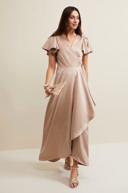 Phase Eight Arabella Satin Maxi Dress Latte Gold