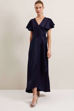 Phase Eight Arabella Satin Maxi Dress Navy Blue