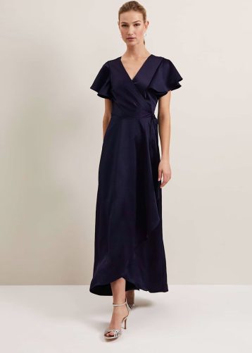 Phase Eight Arabella Satin Maxi Dress Navy Blue