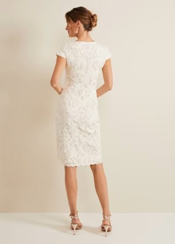 Phase Eight Layton Tapework Mini Bridal Dress Buttermilk