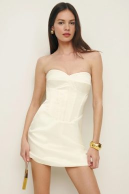 Reformation Pacie Satin Dress Di Latte