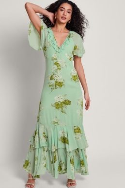 Monsoon Rowena ruffle dress green multi