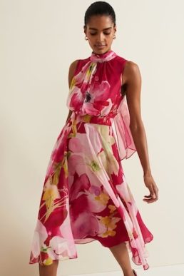 Phase Eight Lucinda Floral Midi Dress pink Multi