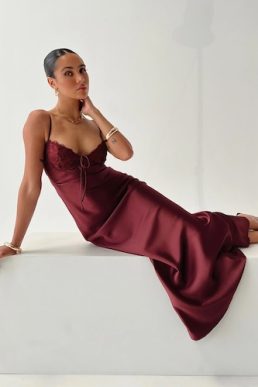 Princess Polly Fadyen Bias Cut Maxi Dress Burgundy