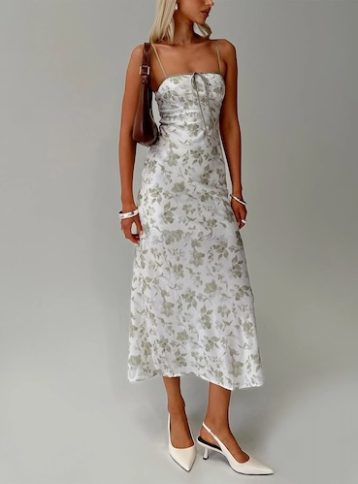 Princess VasilIki Floral Maxi Dress White Green Multi