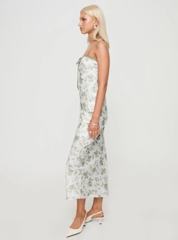 Princess VasilIki Floral Maxi Dress White Green Multi