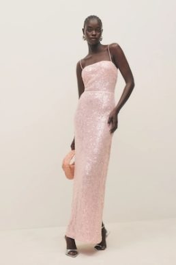 Reformation Frankie Sequin Dress Light Pink Blush