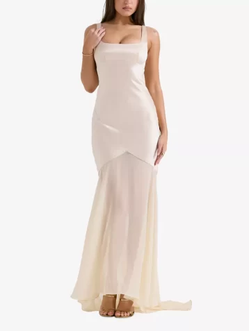 HOUSE OF CB Vittoria Champagane Chiffon Floor Length Gown