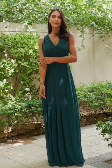 TFNC Kesha Forest Green Maxi Dress