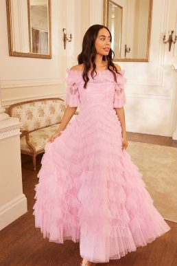 Lana Off-Shoulder Gown pink