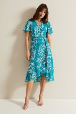 Phase Eight Amy Fil Coupe Dress Blue White