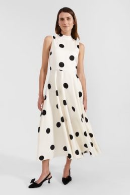 Hobbs Mia Spot Dress Cream Black