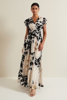 Phase Eight Liana Floral Maxi Dress Black Ivory