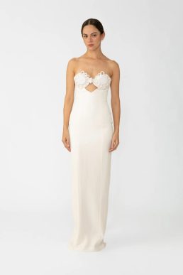 Sau Lee EVELYN STRAPLESS DRESS Cloqué maxi dress