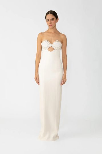 Sau Lee EVELYN STRAPLESS DRESS Cloqué maxi dress