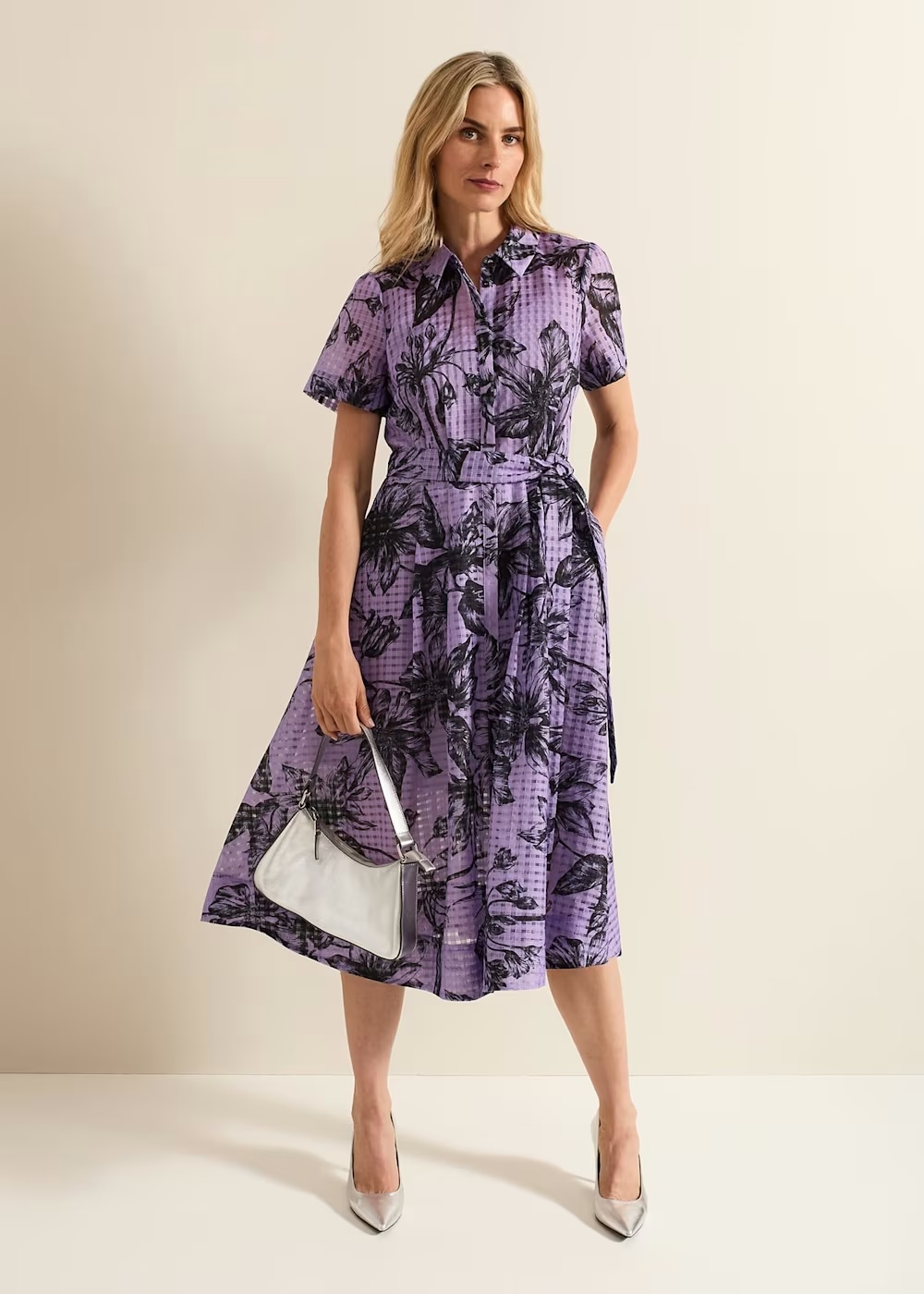 Natalie Lilac Floral Check Dress