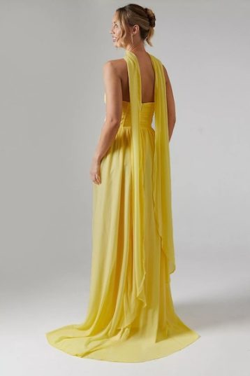 Coast Corset Drape Chiffon Bridesmaids Maxi Dress Yellow