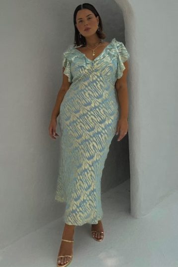 Blue Jacquard Tilda Maxi Dress