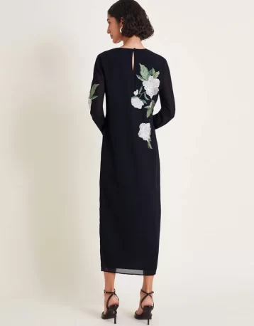 Phase Eight Ariah column embellished midi dress black