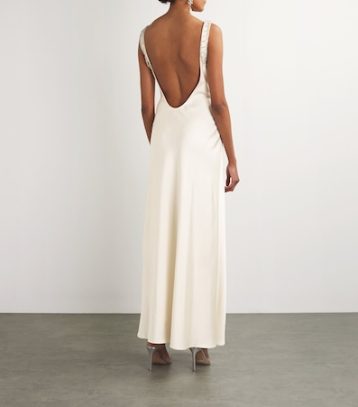 SELF-PORTRAIT Diamanté-Bralette Maxi Dress Cream