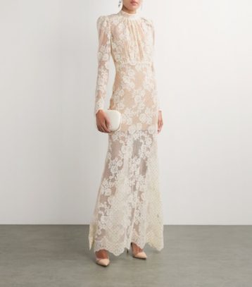 SELF-PORTRAIT Lace Rhinestone-Embellished Dress Ivory