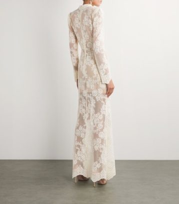 SELF-PORTRAIT Lace Rhinestone-Embellished Dress Ivory