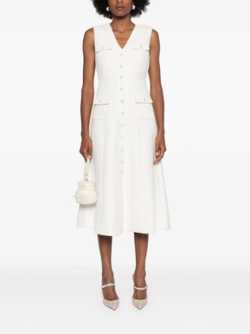 Self-Portrait tinsel bouclé midi dress Ivory