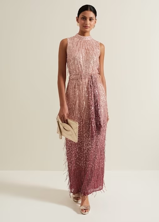 Becka Fringe Sequin Maxi Dress £229