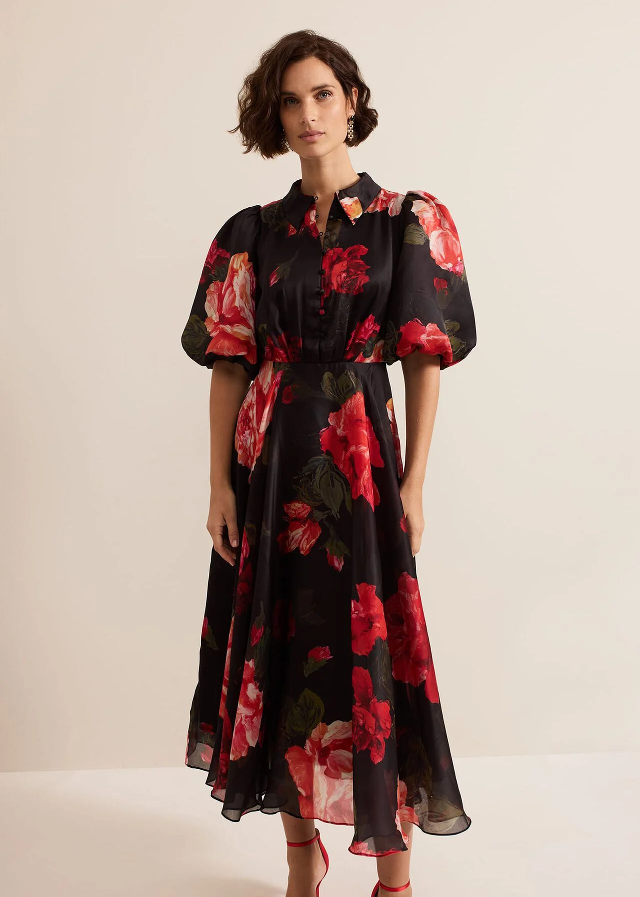 Cilla Floral Shirt Midi Dress